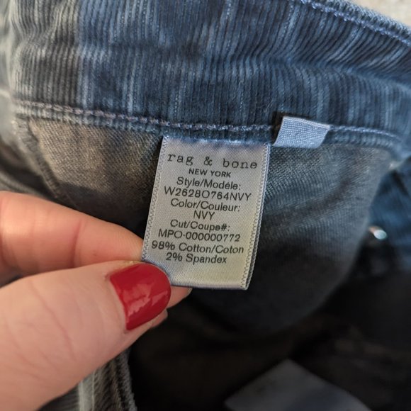 rag & bone Distressed Nina High Rise Ankle Skinny Raw Hem Corduroy Pants - Picture 6 of 7